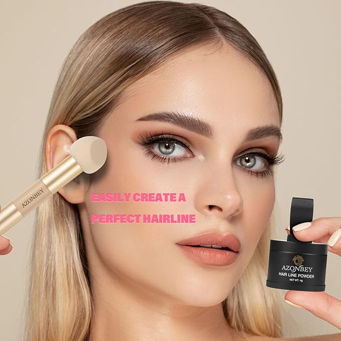 Root Touch Up Sets,Hairline Powder for Women Cover Up- Hairline Concealer for Thin and Thinning Hair, Water & Sweat Resistant,Contain Azonbey Makeup Brush (Med Brown, Med-Makeup Brush)
