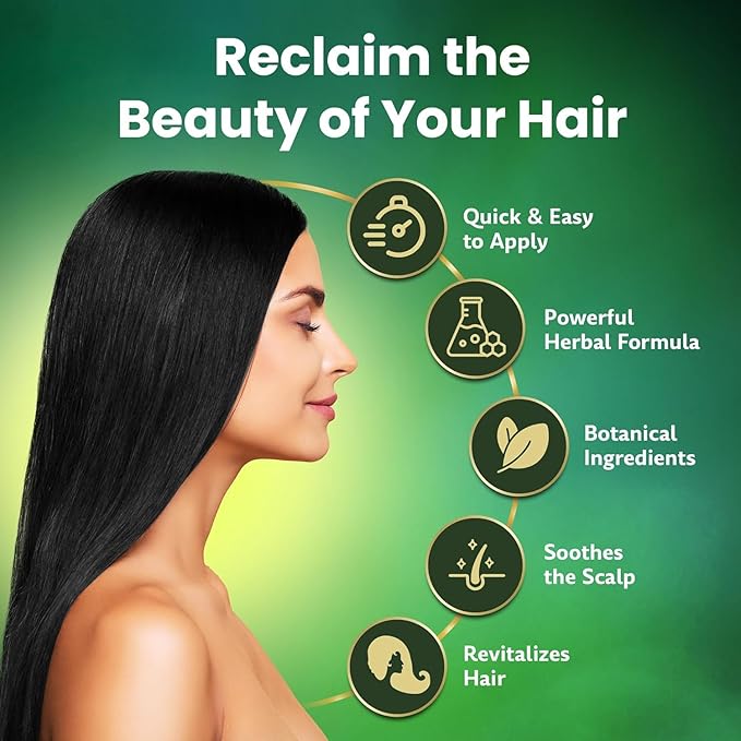 Ammonia-Free & Paraben Free Herbal Hair Shampoo - Hair Dye Shampoo for Women & Men - Natural Color & Herbal Nourishment - No Stain on Skin - Natural Black (400 ml)