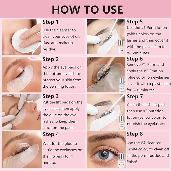2025 Upgraded Lash Lift Kit, Professional Eyelash Perm Kit for Safe & Lasting Perming, Curling and Lifting Eyelashes, Easy for Beginner, Lash Lifting DIY Set for Salon-Quality at Home