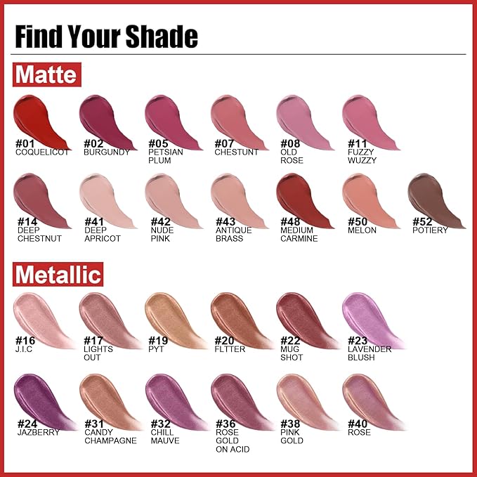 FOCALLURE Ultra Matte Liquid Lipstick,Longwear Rich Lip Colors,Easy to Create a Sexy Lips with High-grade Formula,Long Lasting Waterproof Lipstick Make Up,#50