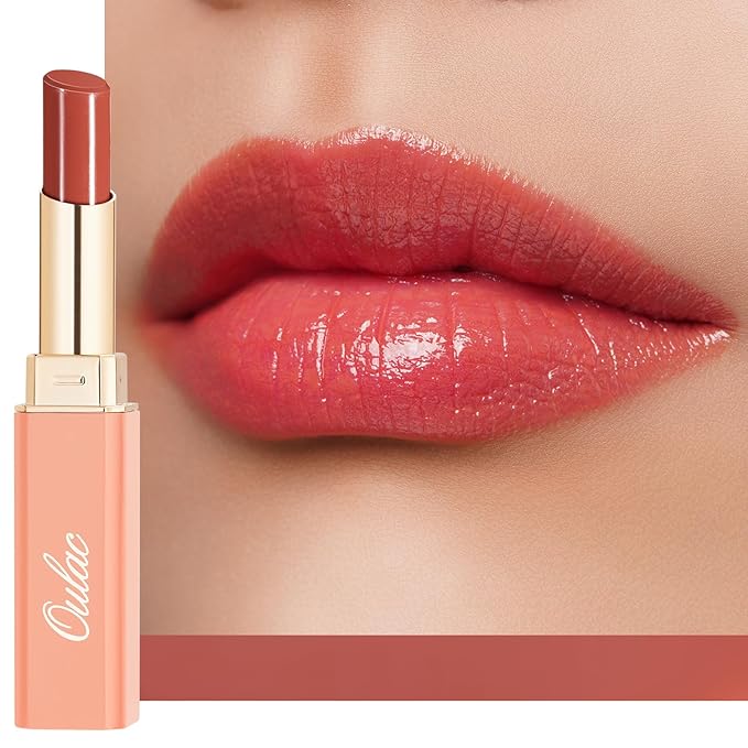 Oulac Moisturizing Shine Lipstick Red for Women - 2 in 1 Glossy Red Tinted Lip Balm, Hydrating Summer Lipstick for Dry Lips,Shine Juicy Finish Vegan 2.2g/0.07oz (16)