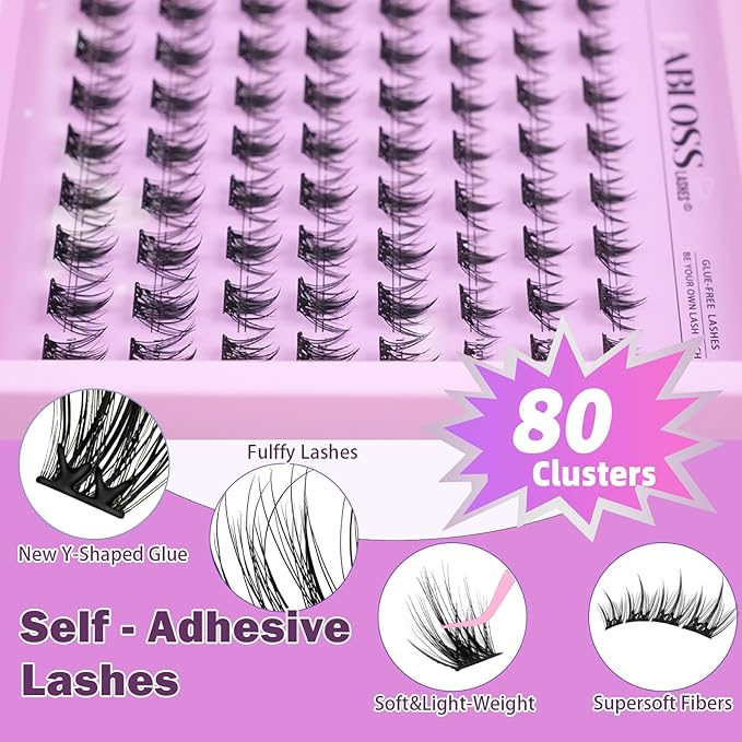 Wispy Self Adhesive Eyelashes 10 12 14mm Self Adhesive Lash Clusters Press On Lashes No Glue Needed Pre-Glued Glueless Lashes No Remover No Residue with Tweezers(Wispies-Natural)