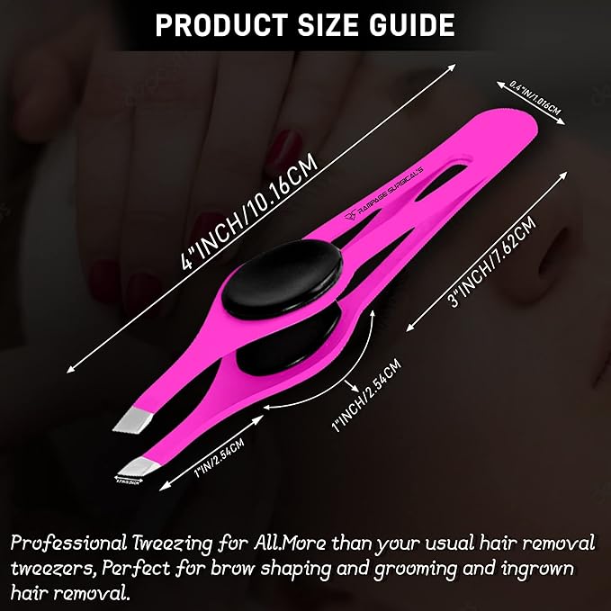 Professional Eyebrow Tweezers Slanted Tip Stainless Steel 2,3xPcs Set, Non-Slip Grip Slant Tip Tweezers for Facial Hair, Plucking Removing Ingrown Hairs, Tweezer for Women Men (Black&Pink&Yellow)