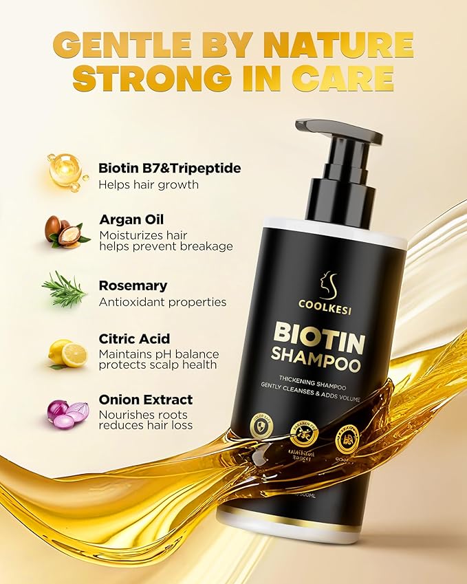 Tripeptide-Infused Hair Growth Biotin Shampoo and Conditioner Set, Onion Anti-Loss Volumizing Moisturizing Treatment for Soft Shine Hair, Dandruff Routine Rosemary Shampoo for Men and Women, 2x16.9oz