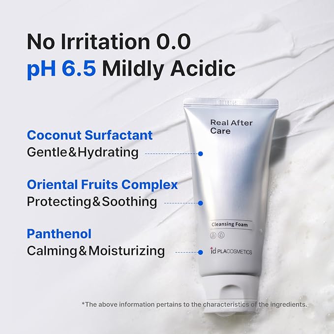 idplacosmetics Real After Care Cleansing Foam 5.07 fl.oz (150ml) — Korean Micro-Foam Cleanser for Sensitive Skin, pH 6.5 Mildly Acidic One-Step Sunscreen & Makeup Removal, Coconut-Derived Surfactants