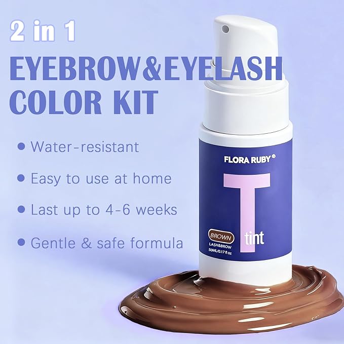 Lash Color Kit, Professional Black and Brown DIY Eyelash & Eyebrow Color Kit, Flawless Eyebrow Color Lasting for 4 Weeks with Natural Ingredients, Safe & Easy to Use with Mixing Brush & Mixing spoon