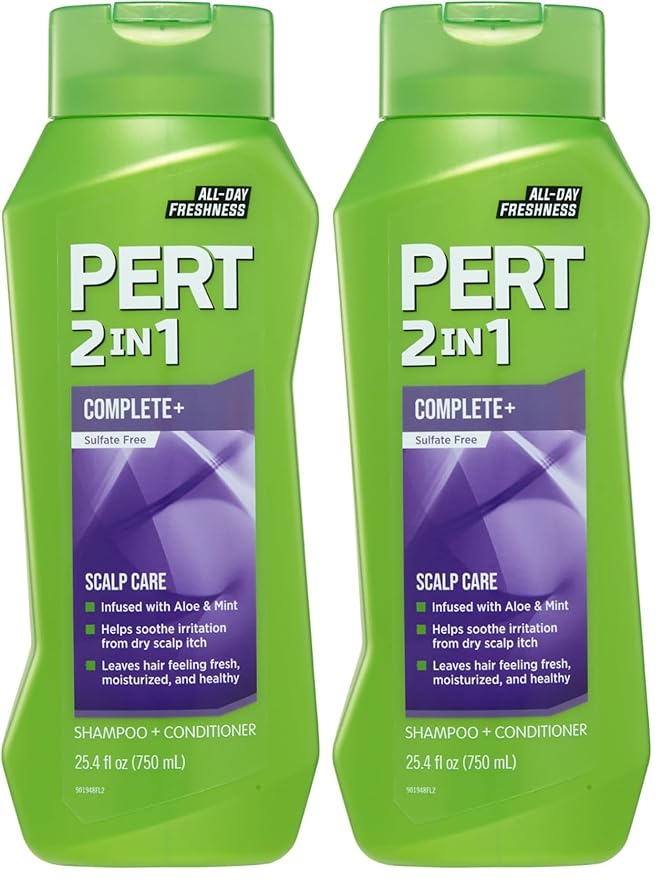 Pert 2 in 1 Complete Plus Scalp Care Shampoo and Conditioner - Itchy Scalp Treatment - Sulfate Free Shampoo and Conditioner for Healthy Hair - 25.4 oz (Pack of 2)