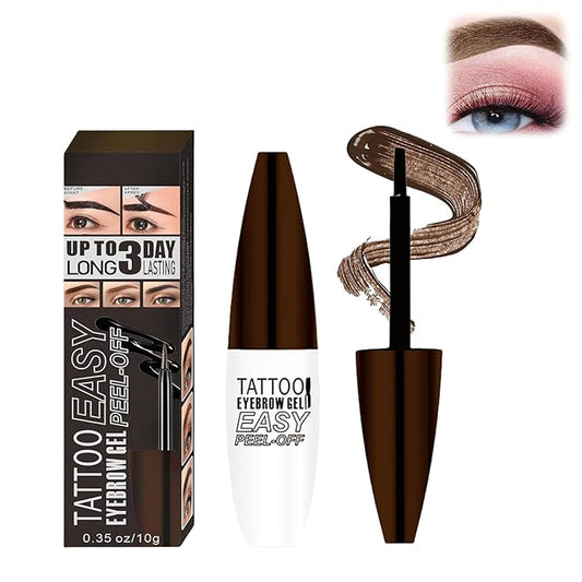 Tattoo Eyebrow Gel Easy Peel Off - Brown Eye Brow Gel Eyebrow Dye Eyebrow Tattoo Peel Off, Natural Safe Brow Color for Women Sparse Brows, Easy Use Lasts 3 Days, Waterproof & Transfer-proof - 01
