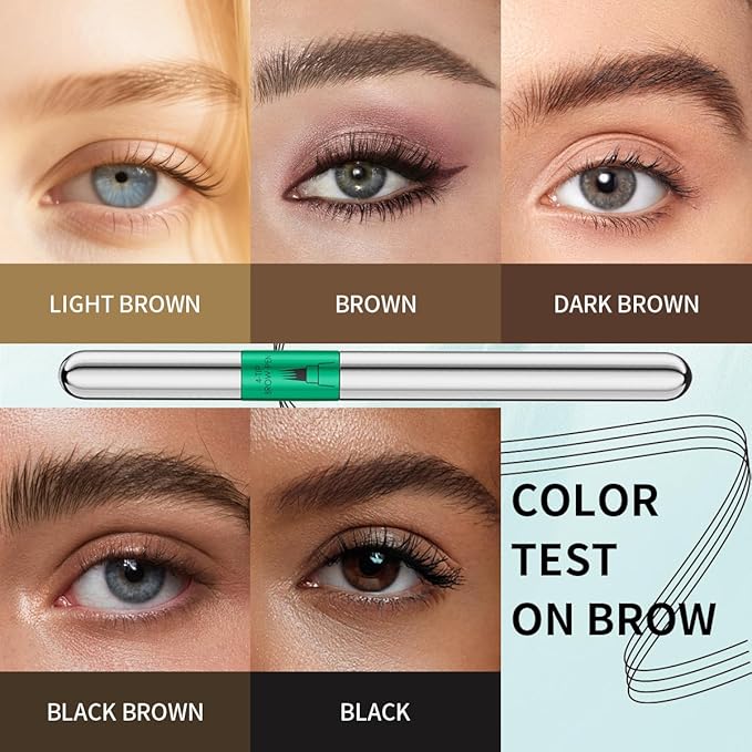 Microblading Eyebrow Pen, 4 Tip Precise Microblade Eyebrow Pencil That Looks Like Hair, Waterproof Natural Eye Brow Pencils for Women, Non Dry Out and Last All Day (Brown)