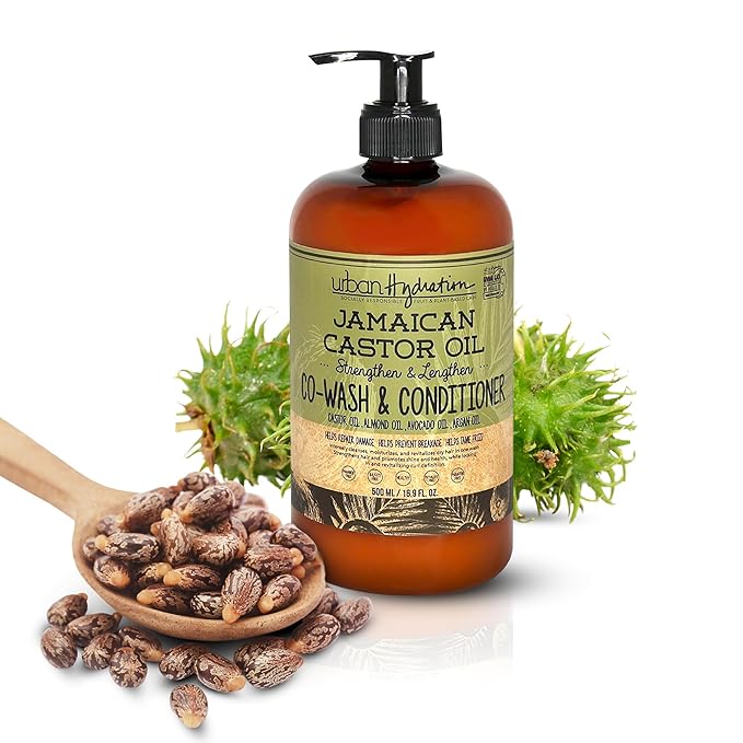 Urban Hydration Jamaican Castor Oil Co-Wash and Conditioner | Sulfate, Paraben and Dye Free, Cleanses, Hydrates and Repairs Damage for Soft, Strong and Shiny Hair, All Hair Types, 16.9 Fl Ounces