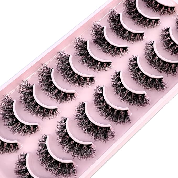 HBZGTLAD New 10 Pairs 3D Mink Lashes False Eyelashes Handmade Wispy Fluffy Long Lashes Natural Eye Makeup Tools Eye Lashes(FA-08)