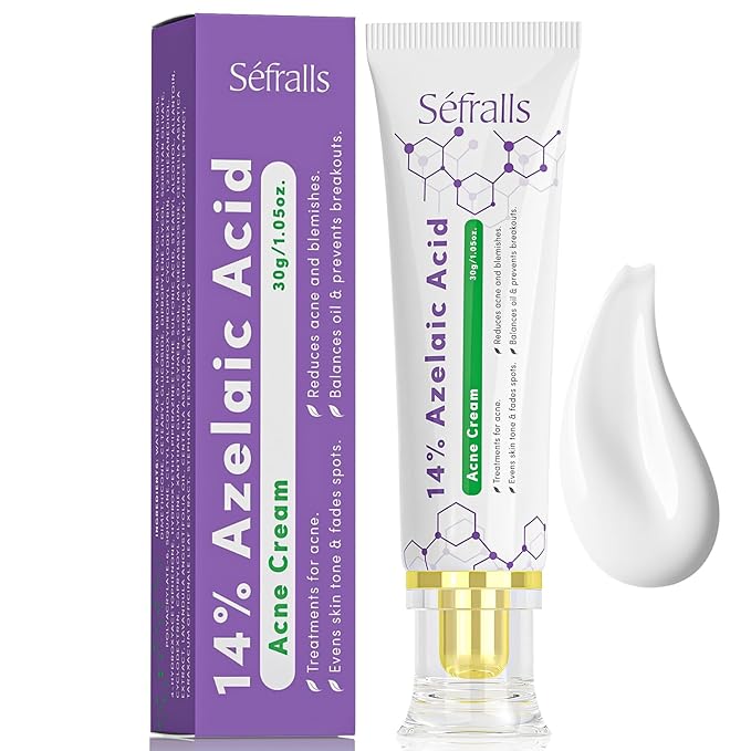 14% Azelaic Acid Acne Cream, Premium Azelaic Acid Facial Cream - Redness Relief For Face, Redness Reducing Skin Care, Prevents Acne Breakouts, Ease Pimple Clarify Skin Soothe Irritation,1 Oz
