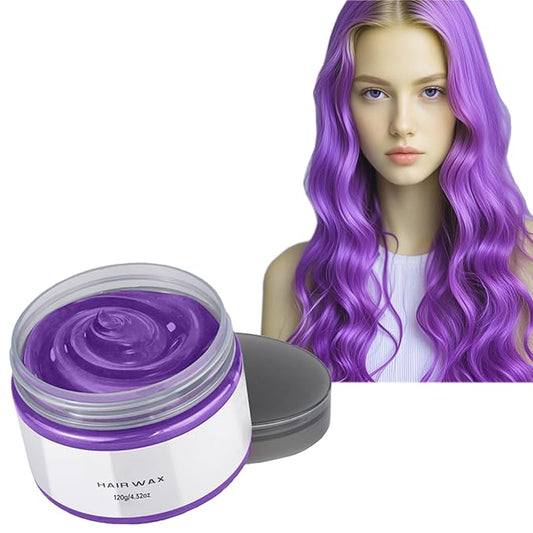 Washable Hair Styling Clay Wax for Crazy Hair Coloring and Cosplay Party, Makeup Gift Set for Kids, Girls, Men, and Women (Ash Purple, 4.23 Ounces)