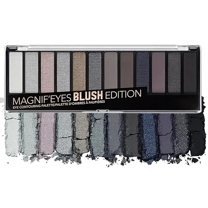 Black Grey Smoky Eyeshadow Palette,15 Colors Matte Shimmer Pigmented Eye Shadow Makeup Palette Set with 3 Eyeshadow Brushes,Glitter Eyeshadow Makeup Palette for Daily Halloween Goth Makeup(G)