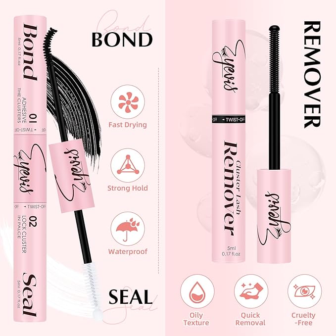 Lash Extension Kit 300PCS Lash Clusters Kit D Curl Eyelash Cluster 8-16mm 30D 40D 50D Individual Lashes Kit with Lash Bond and Seal Lash Tweezers（30D+40D+50D-D Kit, 8-16MIX）