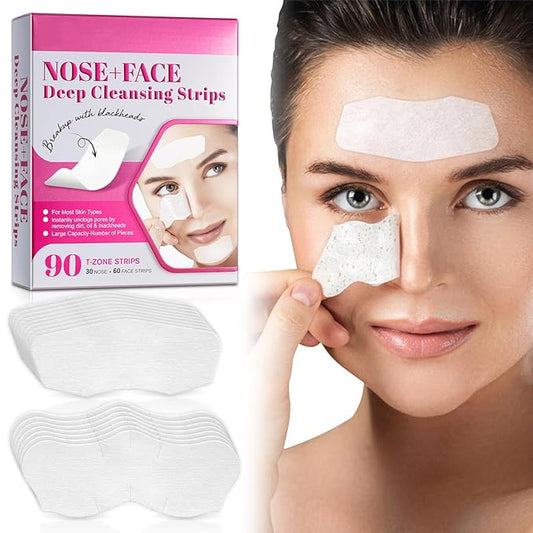 Blackhead Remover Nose Pore Strips for Deep Cleansing, Nose Pore Patches, Targets Pores & Pimples | Absorbs Oil Overnight, 90pcs Blackhead Remover Strip, Cruelty-Free | Facial Skin Care Products
