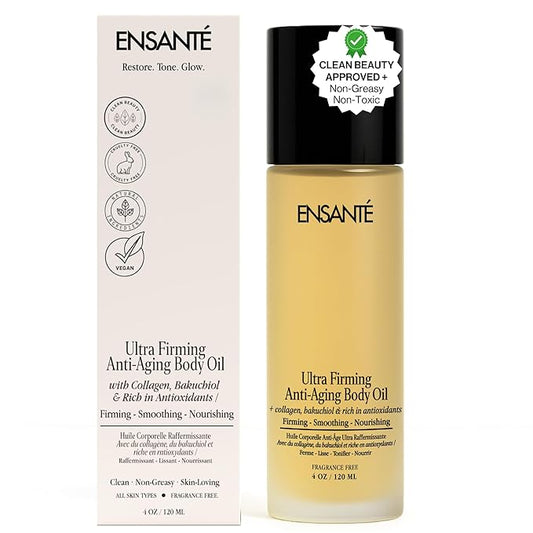 Body Firming Oil for Skin Firming and Tightening with Collagen, Bakuchiol, Squalane Oil, Vitamin E, Anti Aging Treatment, Anti Cellulite Massage Oil Cellulite Remover for Legs, Non Toxic, Non Greasy