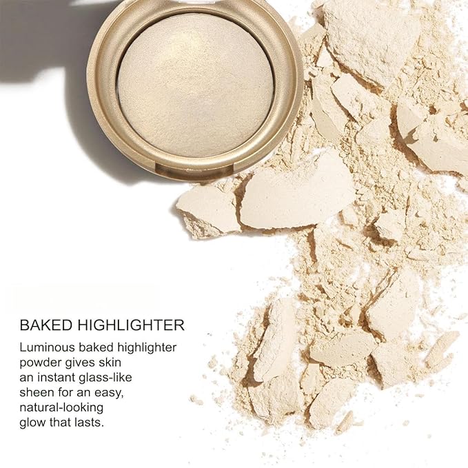 Baked Highlighter Contour Powder Sheer Pearl Shimmer Shades for Face Highlighter Makeup Brighten Up (301-Moonlit)