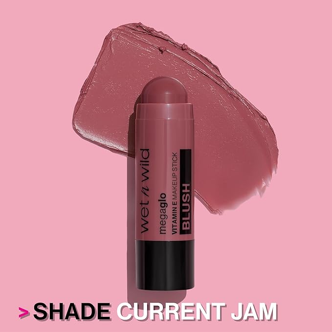 wet n wild MegaGlo Makeup Stick, Buildable Color, Versatile Use, Cruelty-Free & Vegan - Current Jam