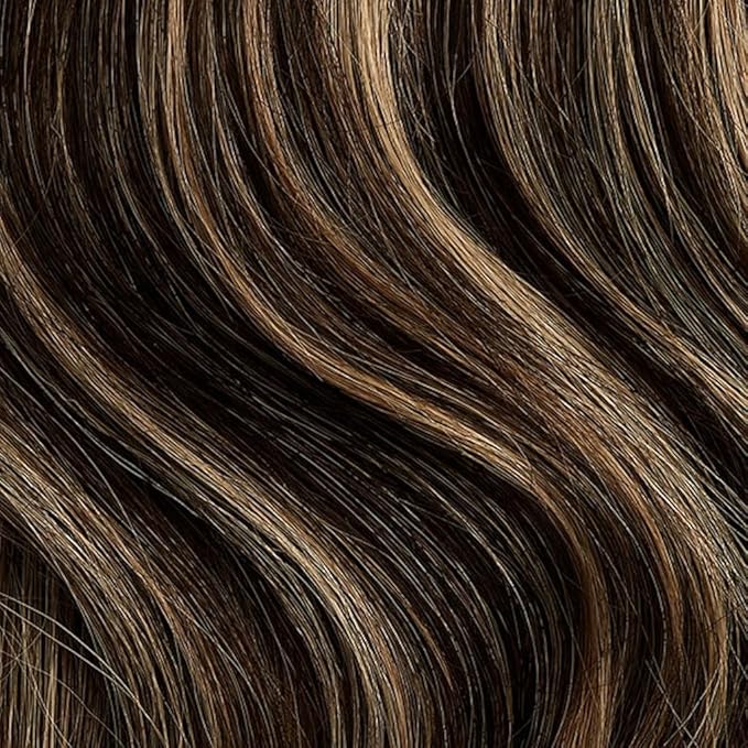 Luxy 100% Remy Human Hair - Seamless Clip-In Hair Extensions - Multi-Dimensional Color for Natural Blending, Adds Volume & Length 160 grams 16" Mocha Brown Highlights