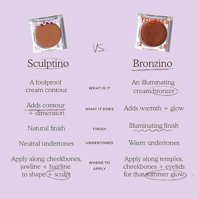 Tower 28 Sculptino Soft-Matte Cream Contour and Bronzer - Clean, Cruelty-Free Face Makeup – Sensitive Skin Safe - Shade: Hammer, Medium Tan with Neutral Undertones, 0.16 FL Oz / 4.5 mL