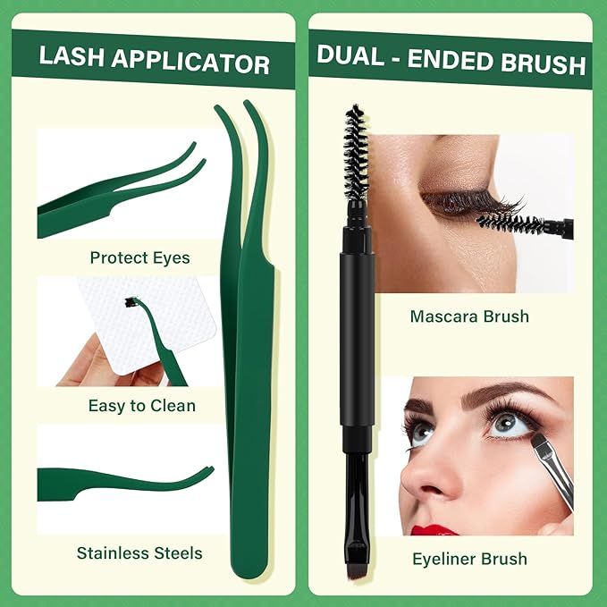 DIY Lash Extension Kit KEYYOU 144pcs Lash Clusters Eyelash Extension Kit with Mascara Brush Bond and Seal Lash Glue Remover Lash Applicators Lash Brush for DIY Lash Extensions (Y08 Kit)