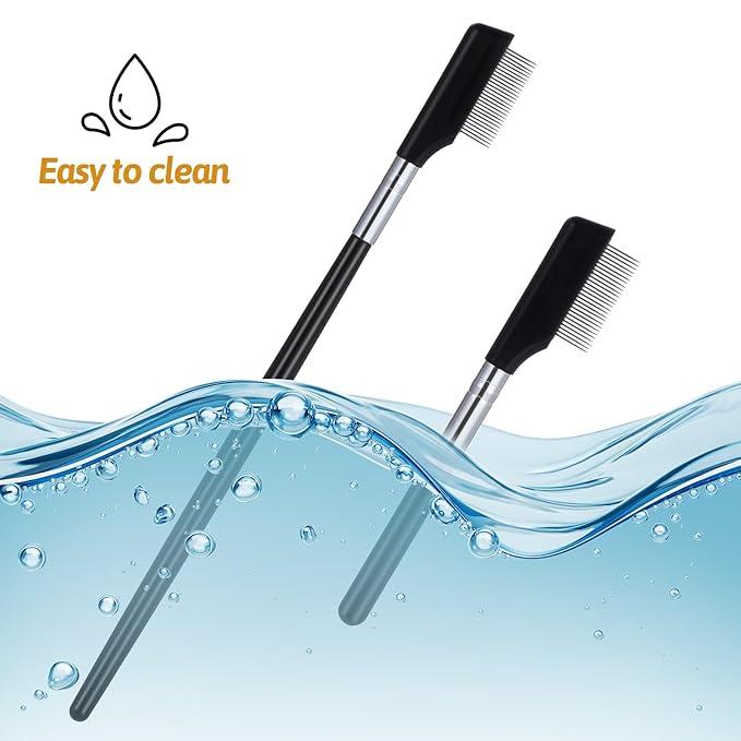 4pcs Metal Eyelash Comb, Brow Brush Metal for Eyebrows, Eyelash Combs to Separate Lashes, 2size Portable Eyelash Eyebrow Comb for Wome Beauty Makeup,Black