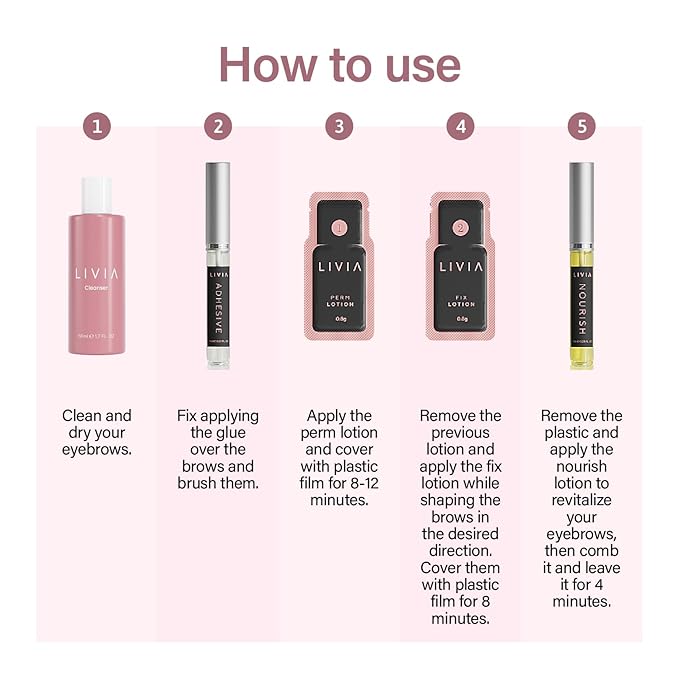 LIVIA Advanced Eyebrow Lamination Kit – DIY Brow Lift for Fuller, Thicker & Defined Brows – Salon-Quality Results at Home – 3 Applications-Up to 8 Weeks – Gentle & Nourishing