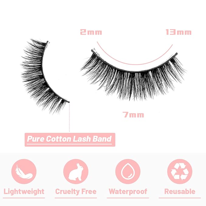 False Eyelashes 20 Pairs Wispy Lashes Faux Mink Lashes 14mm 3D Fluffy Cat Eye Lashes （style 20-062)