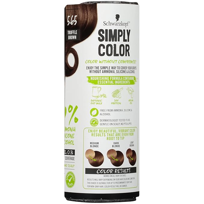 Schwarzkopf Simply Color Hair Color 5.65 Truffle Brown, 1 Application - Permanent Hair Dye for Healthy Looking Hair without Ammonia or Silicone, Dermatologist Tested, No PPD & PTD