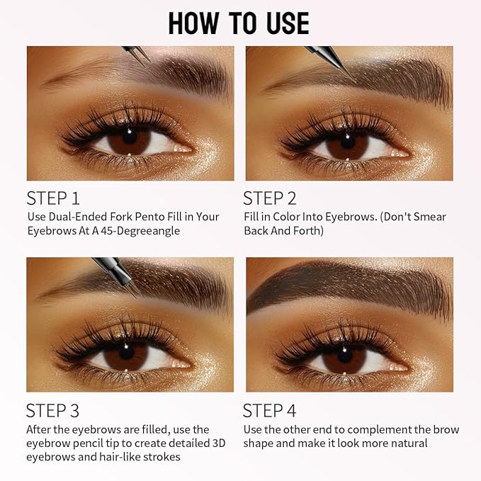 2 Pack Microblading Eyebrow Pencils for Women,2-in-1 Dual-Ended Eye Brow Pen with 2-Fork-Tip and Precise Brush-Tip, Waterproof Long Lasting Eyebrow Pen for Natural Hair-Like Brows(Dark Brown*2)