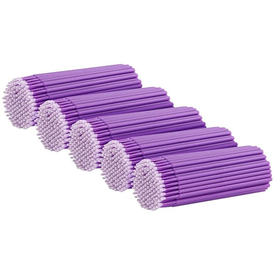 Tbestmax 500 Pcs Micro Applicator Brush Micro Swabs, Disposable Eye Lashes Mascara Wands for Eyelash Extension Purple