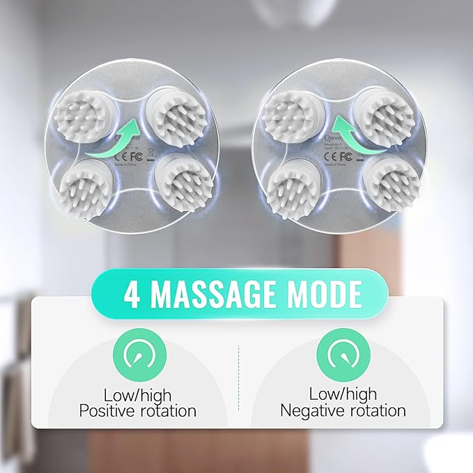 Queenwill Electric Cordless Scalp Massager Head Scalp Stress Relax, Handheld Portable Head Scratcher Massage for Hair Growth, Claws Cat Massager with Kneading 84 Massage Nodes, Ideal Gift (Blue)