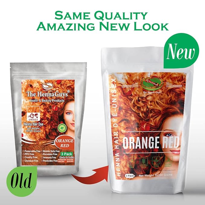 3 Packs Of Red/Orange Henna Hair & Beard Color/Dye 100 Grams - Natural Hair Color, Plant-based Hair Dye - The Henna Guys