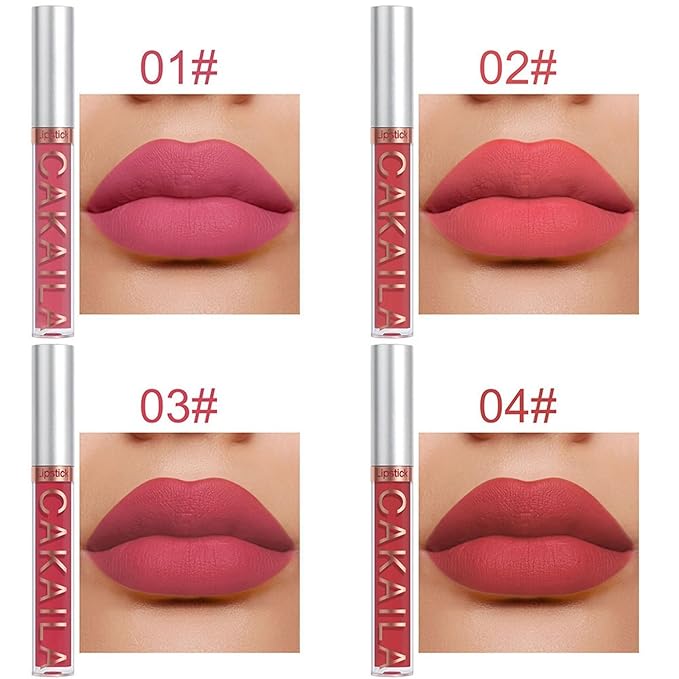 6 Pcs Liquid Lipsticks Set Matte Rich Red Colors Lipstick with Waterproof and Long-Lasting Soft Lip Gloss for Women and Gift (6 Pcs-C)