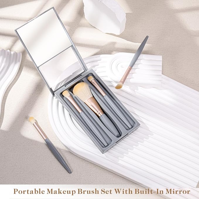 Travel Makeup Brush Set, travel make up brushes sets mini eye shadow kits small size eyeshadow case eyes makup brushed makeuo soft brushs basic cosmetic profesional tools (Sky Blue)