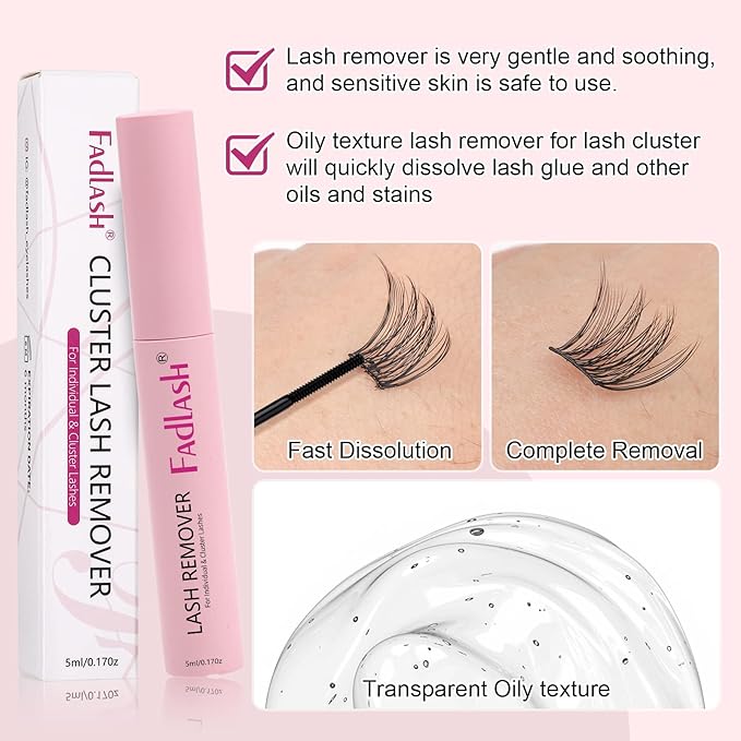 Cluster Lash Glue Remover 5 ML Lash Remover for Cluster Lashes Soothing Oil Lash Glue Remover Mascara Wand Eyelash Extension Remover Self Use at Home