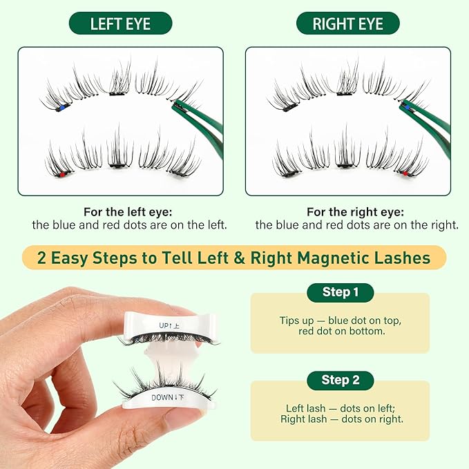 KEYYOU Daily Wear Reusable Magnetic Eyelashes 2 Pair with Applicator No Glue Needed 3D Natural Magnetic Lashes, Easy to Apply & Long Lasting for Daily Use & Events,(A01+A02)