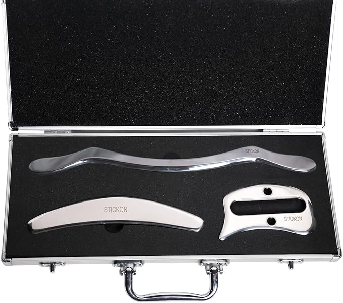 STICKON Stainless Steel GuaSha Scraping Massage Tool Set IASTM Tools Great Soft Tissue Mobilization Tool (taoK Shape)