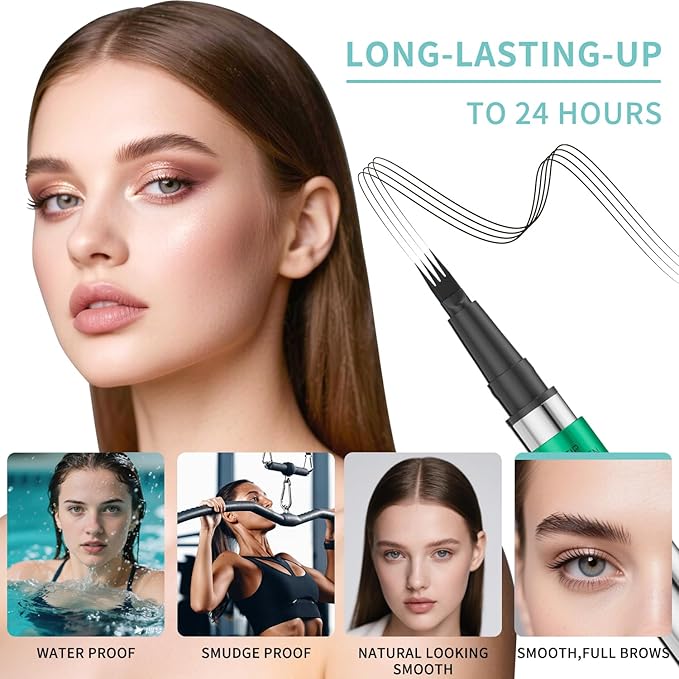 Eyebrow Pen - Eyebrow Pencil, Microblading Eyebrow Pencil Long Lasting Waterproof Hair-Like Brow Pencil with Eyebrow Brush Eyebrow Pencils for Women (dark brown)