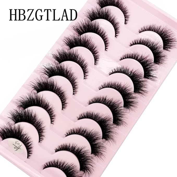 HBZGTLAD New 10 Pairs 3D Mink Lashes False Eyelashes Handmade Wispy Fluffy Long Lashes Natural Eye Makeup Tools Eye Lashes(6DF03)