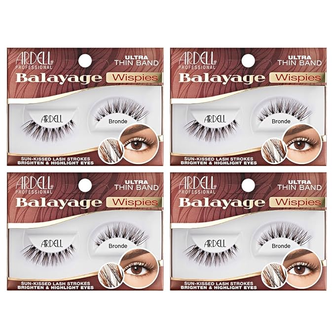 Ardell Balayage Wispy Lashes, False Eyelashes, Bronde - Easy Application Strip Lashes for Everyday Wear, Sun-kissed Lash Strokes, 4 Pack
