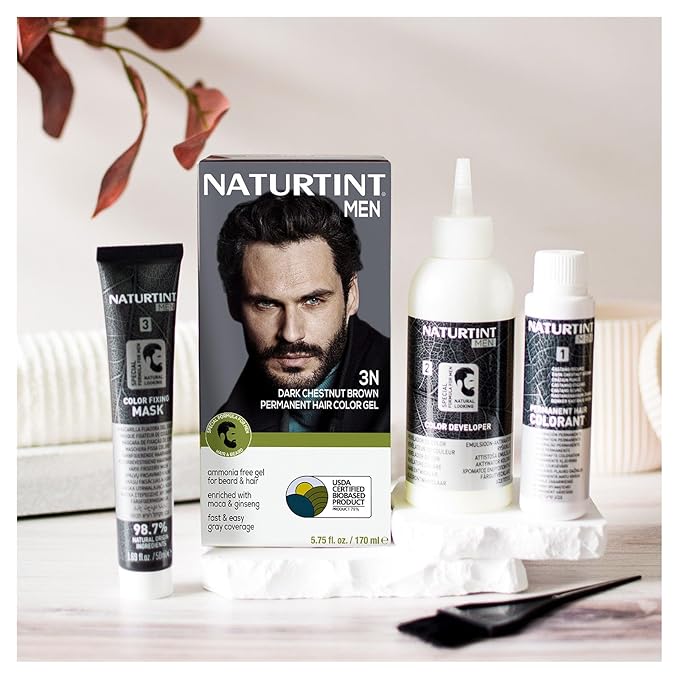 Naturtint Mens Permanent Hair Color for Hair Beard and Mustache (3N Dark Chestnut Brown)