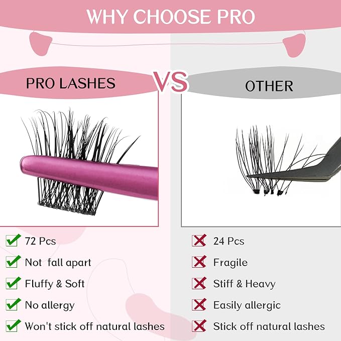 Lash Clusters, 72 Pcs Colored Individual Cluster Lashes DIY Lash Extension 18mm Eyelash Clusters Volume Wispy Lashes Super Thin Band Reusable Soft & Comfortable(Natural-D-18mm)
