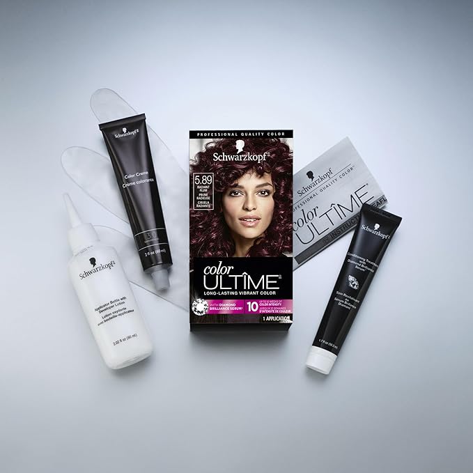 Schwarzkopf Color Ultime 5.89 Radiant Plum Hair Dye, Permanent Intense Black with Diamond Brilliance, Fade-Resistant, Covers Grays, All Hair Textures