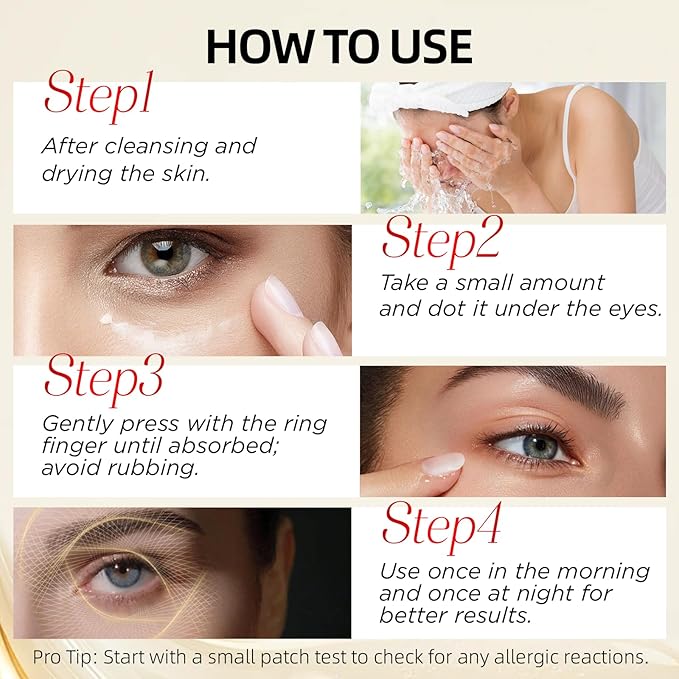 Retinol Eye Cream for Dark Circles and Puffiness, Hydrating Under Eye Cream for Dark Circles, Anti Aging Dark Circle Eye Cream for Fine Lines, Wrinkles, Firming Eye Contour, 1.06 oz