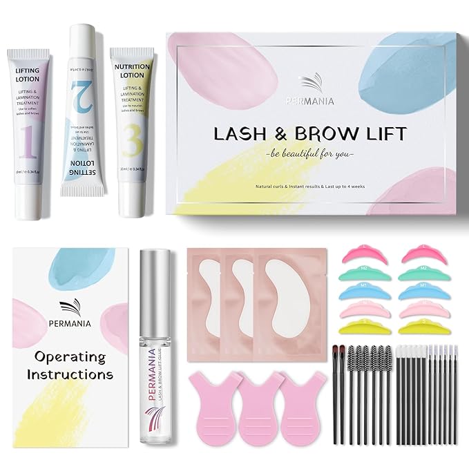 PERMANIA Lash Lift Kit, Tube Design Easy to Apply Brow Lamination Kit, for Natural Results Instant Lifting & Curling with Detailed Instruction (with Liquid Glue)
