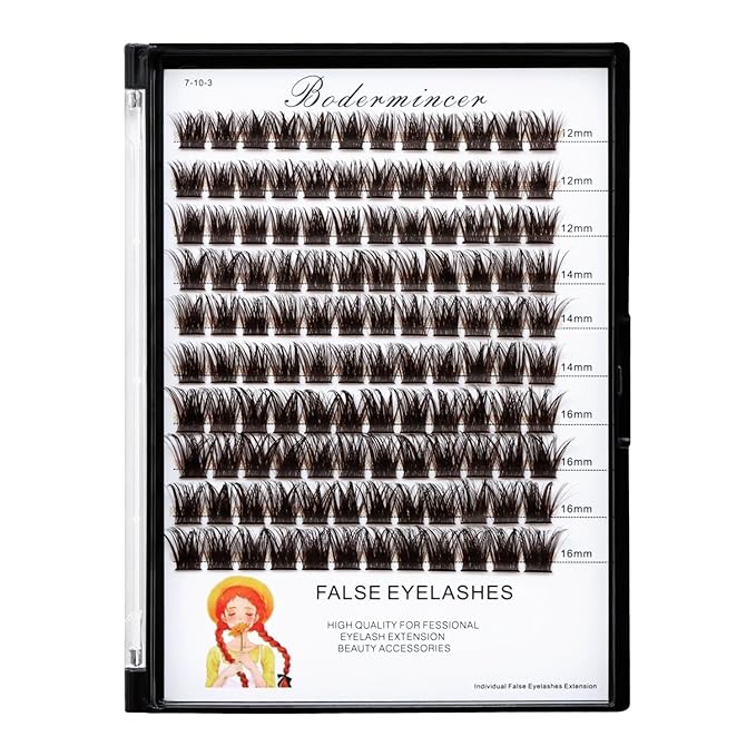 Bodermincer Lash Clusters D Curl Black/Brown/Colored Lashes 10-12-14/12-14-16/16-18-20mm Mixed Lash Clusters Kit For Beginner (M01-Black Brown-14-16-18-20mm MIX)