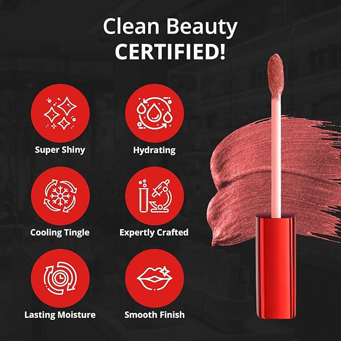 Red Lip Gloss for Women – Long Lasting, Non-Sticky Gloss with Vitamin E – High Shine Finish, Clean Formula – Red Lipgloss, 1 Pack