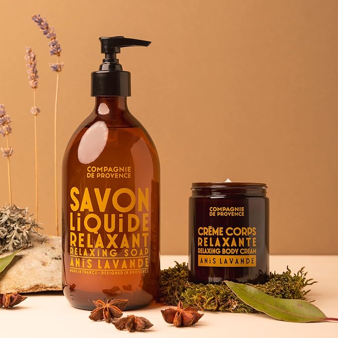 Compagnie de Provence Savon de Marseille Apothicare Liquid Soap, Anise Lavender, 16.9 Fl Oz Glass Pump Bottle and 33.8 fl oz Plastic Bottle Refill
